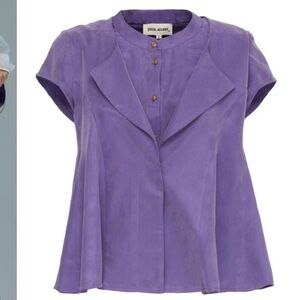 🆕 Julia Allert Purple Short sleeve Button Down Top - L